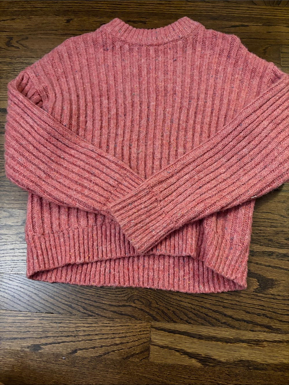 Zara Ribbed Crewneck Sweater in Dusty Rose